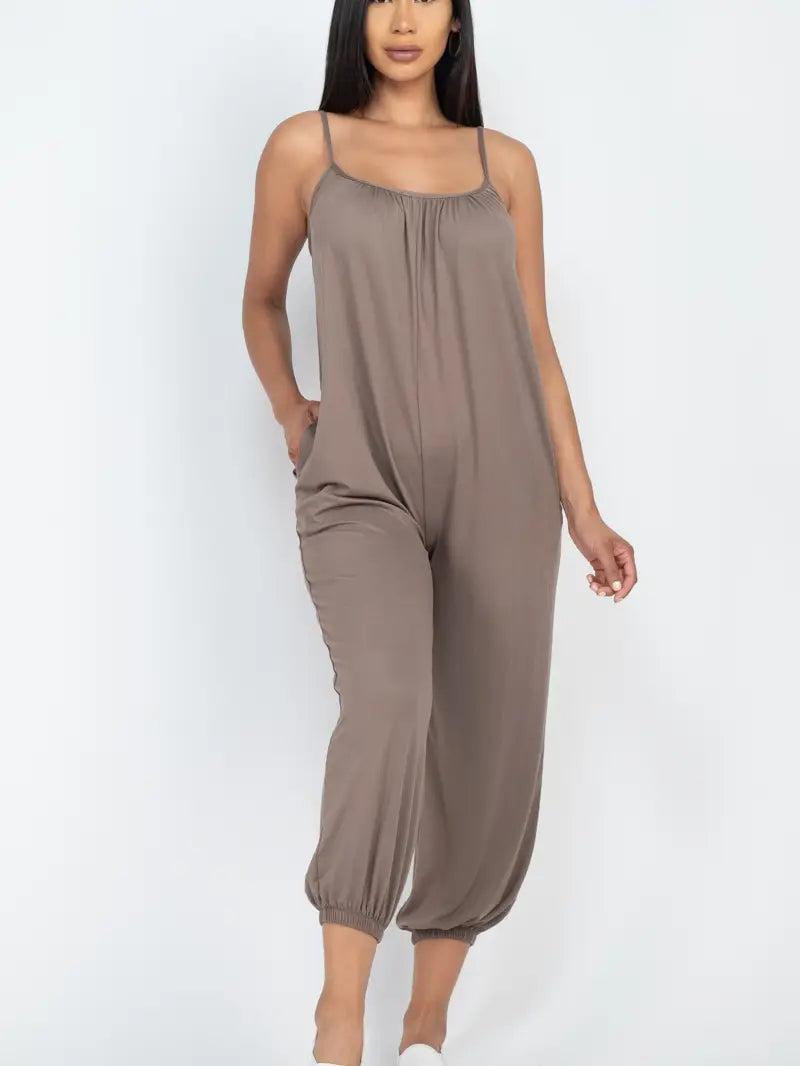 Sleeveless Jogger Jumpsuit-See Color Options