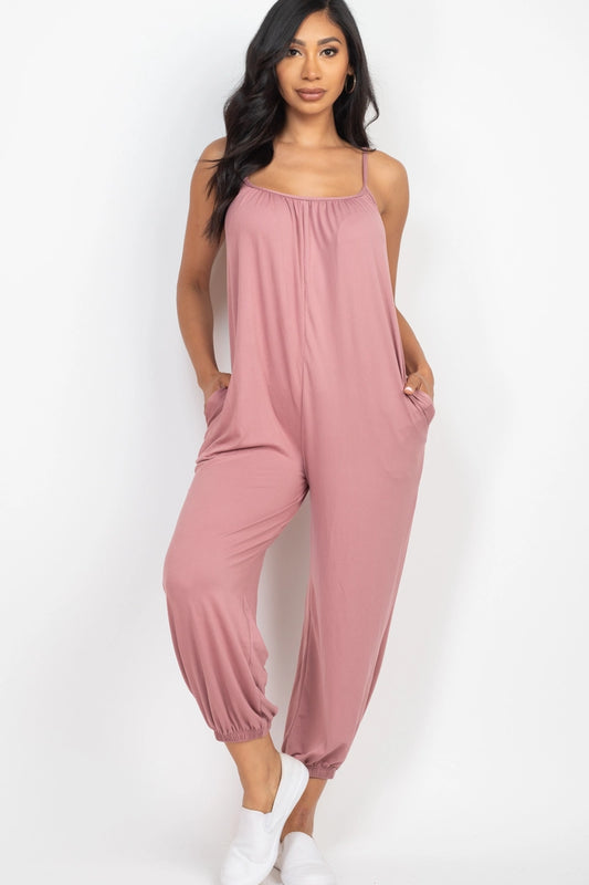 Sleeveless Jogger Jumpsuit-See Color Options